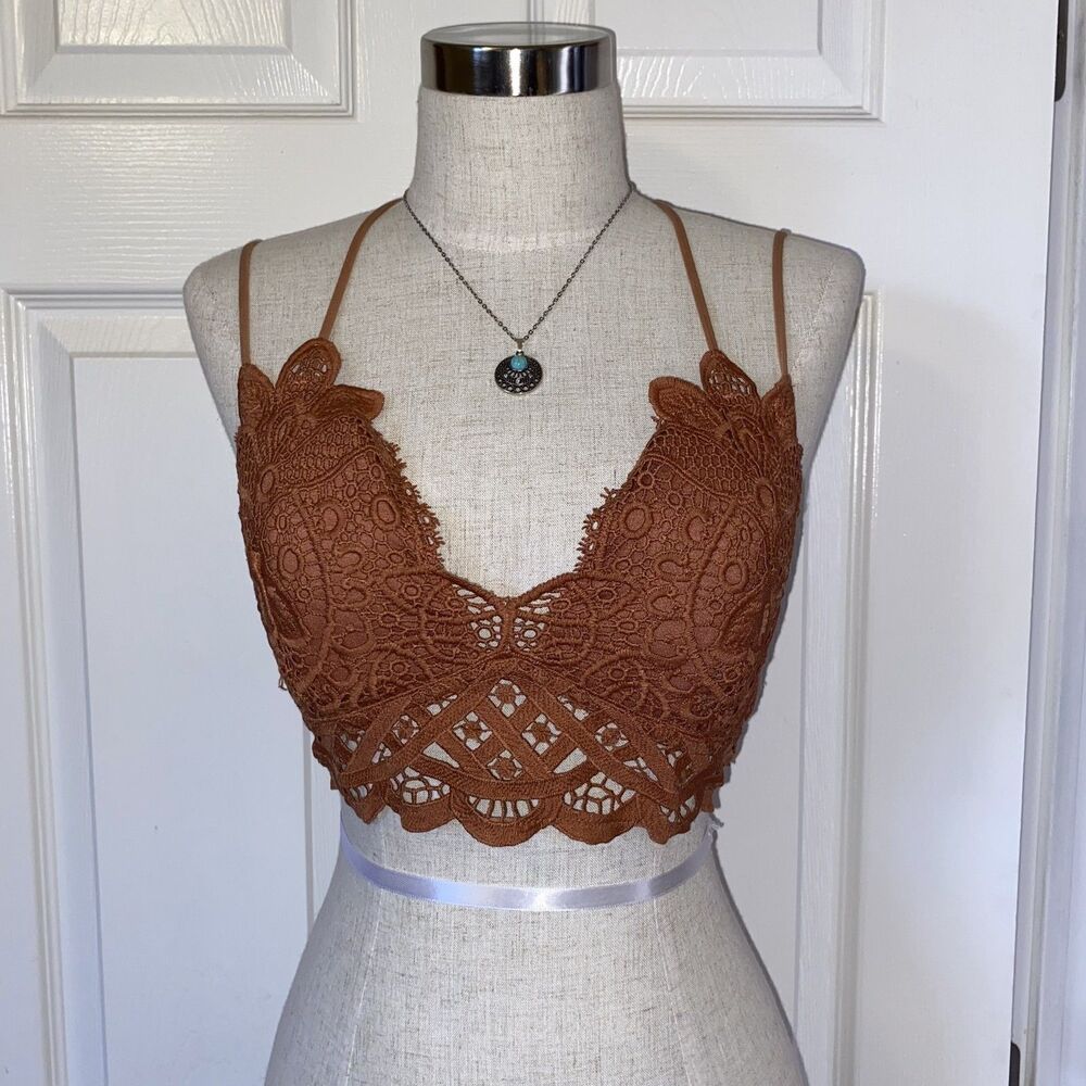 Wishlist Kamryn Scalloped Doily Crochet Floral Lace Bralette Terracotta Rust S